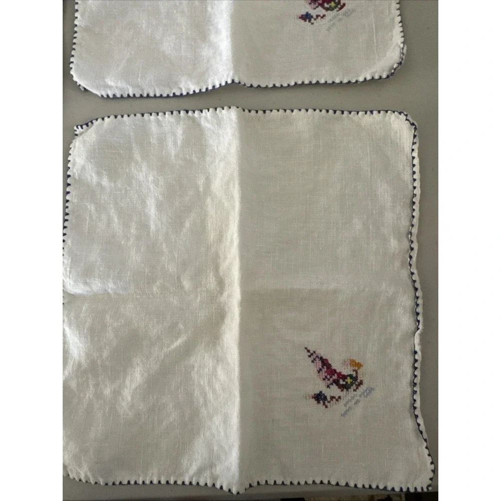 Vintage Handsewn Table Top Scarves Lot of 3 / 4 Napkins